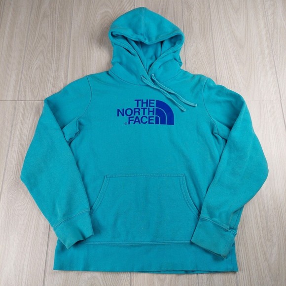 The‎ North Face Women’s Medium Half Dome Pullover Hoodie Sweatshirt Blue Logo - Picture 1 of 10
